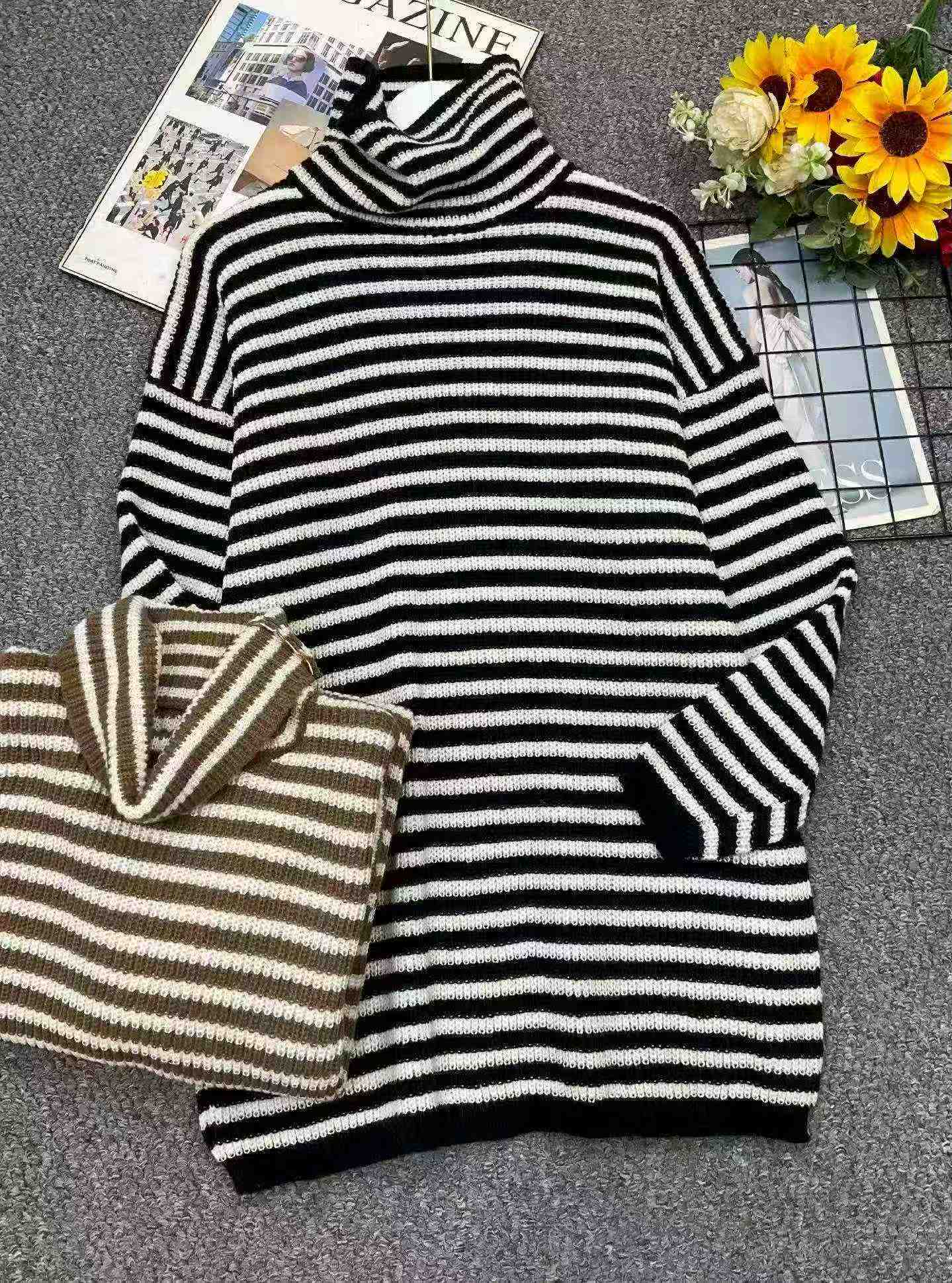 New Winter Colorblock Striped Loose Large Fit High Neck Sweater | Approx 80 Pieces | Bulk Clearance - Image 1
