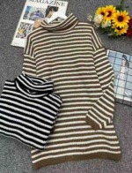 New Winter Colorblock Striped Loose Large Fit High Neck Sweater | Approx 80 Pieces | Bulk Clearance - Image 9