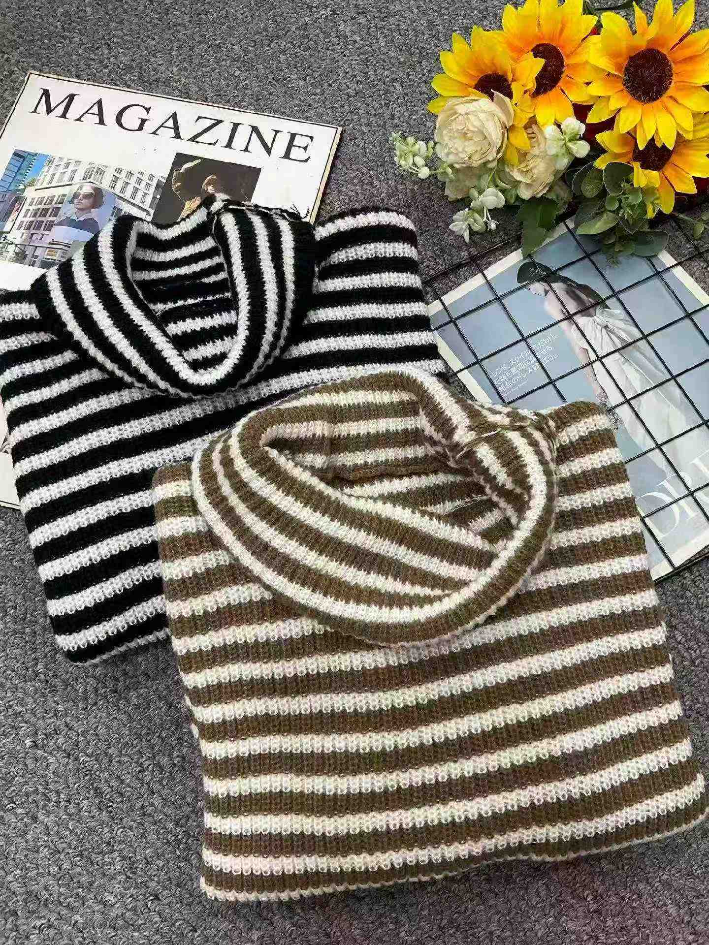New Winter Colorblock Striped Loose Large Fit High Neck Sweater | Approx 80 Pieces | Bulk Clearance - Image 2