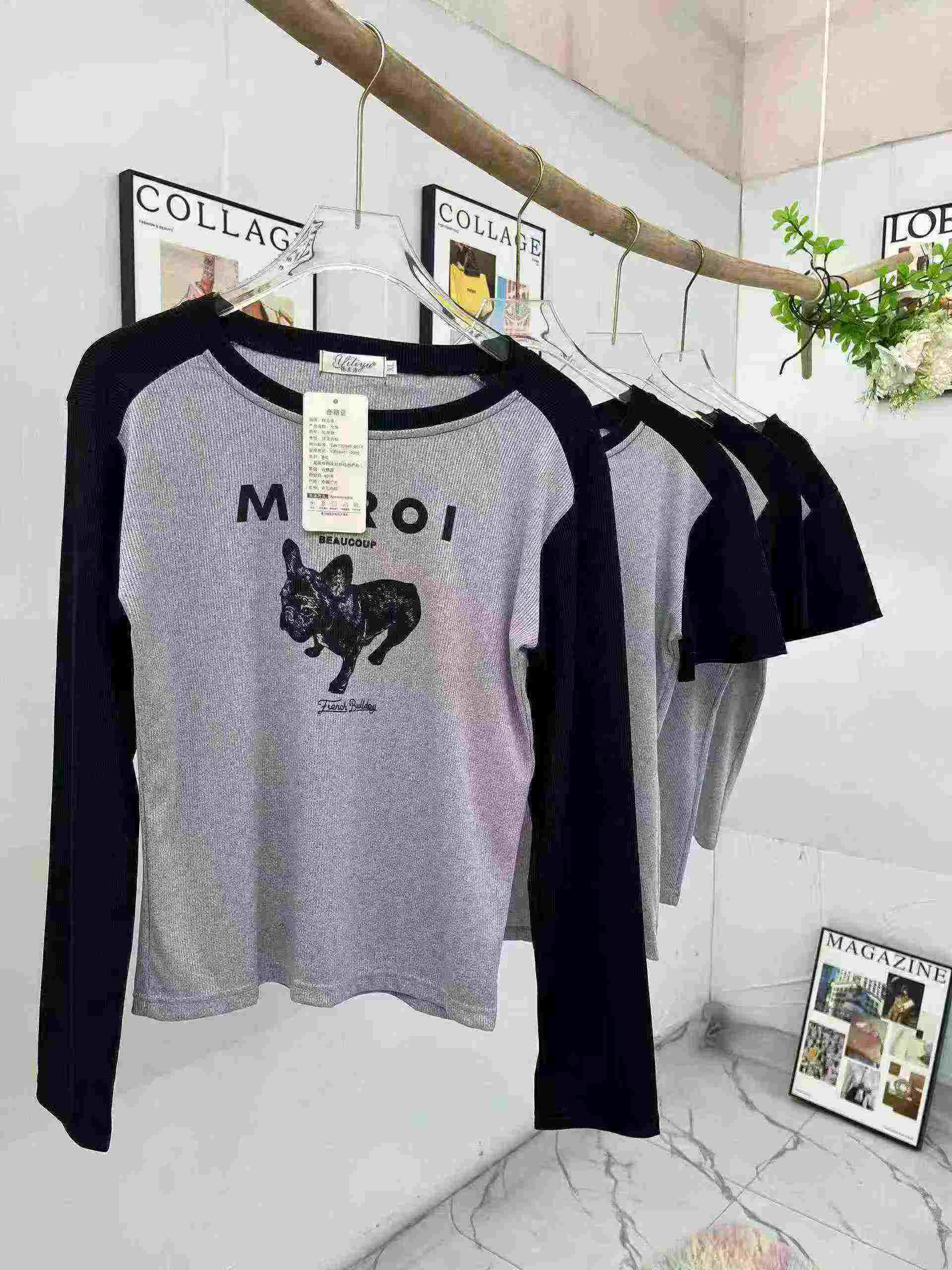 1230 Pieces Clearance Women's Slim Fit Cropped Colorblock Letter Long & Short Sleeve T-Shirt Stock Wholesale - Image 1