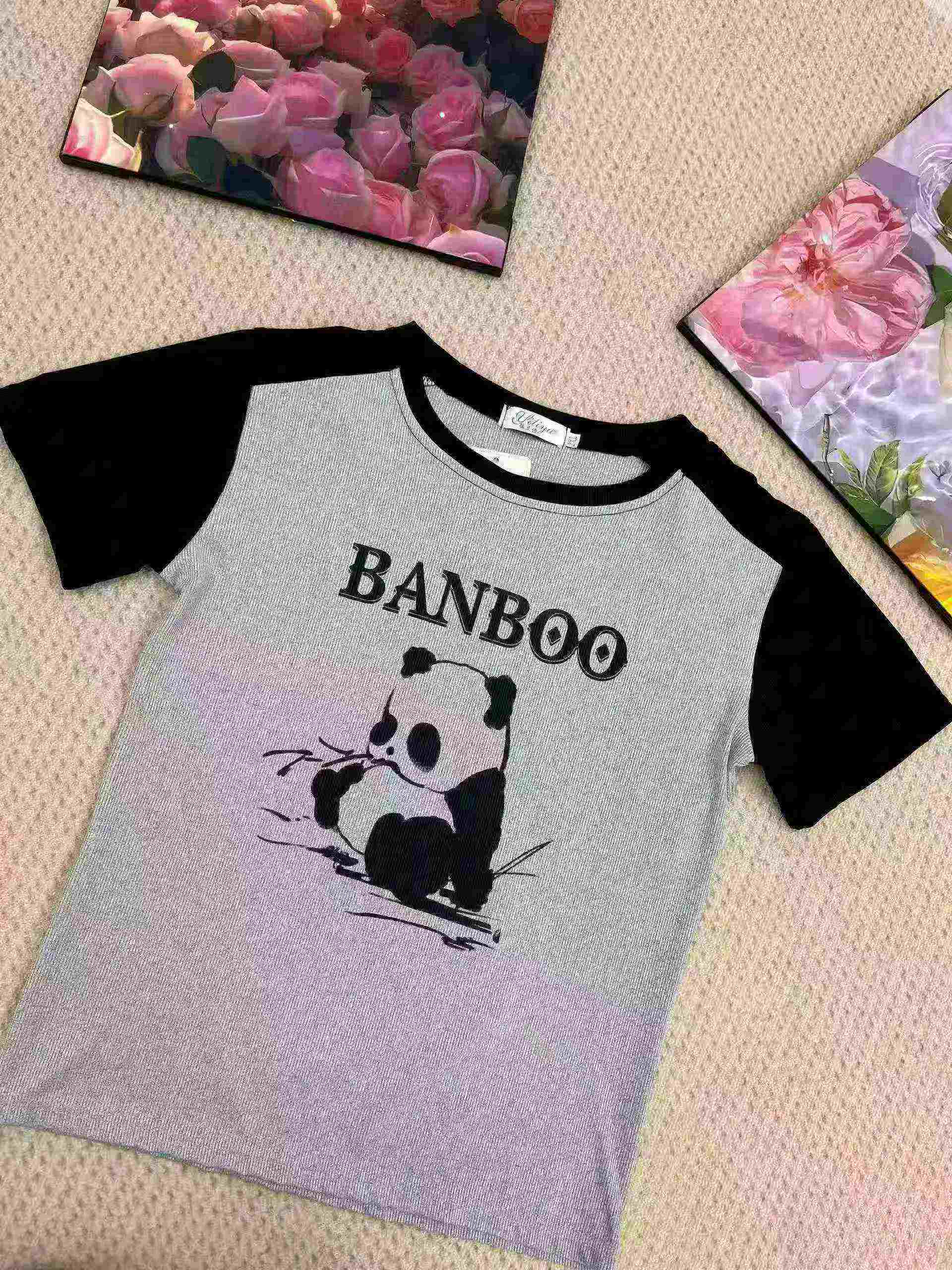 1230 Pieces Clearance Women's Slim Fit Cropped Colorblock Letter Long & Short Sleeve T-Shirt Stock Wholesale - Image 2