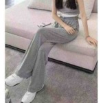 991 Pieces Summer Thin High Waist Loose Straight Gray Sports Pants Stock Clearance - Image 4