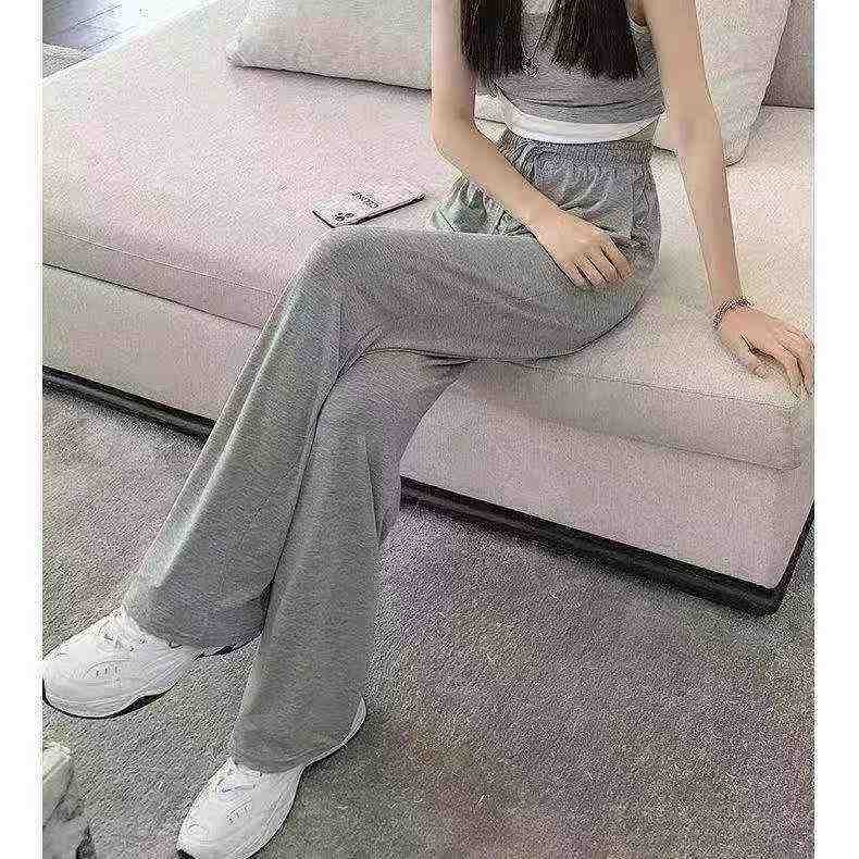 991 Pieces Summer Thin High Waist Loose Straight Gray Sports Pants Stock Clearance - Image 2