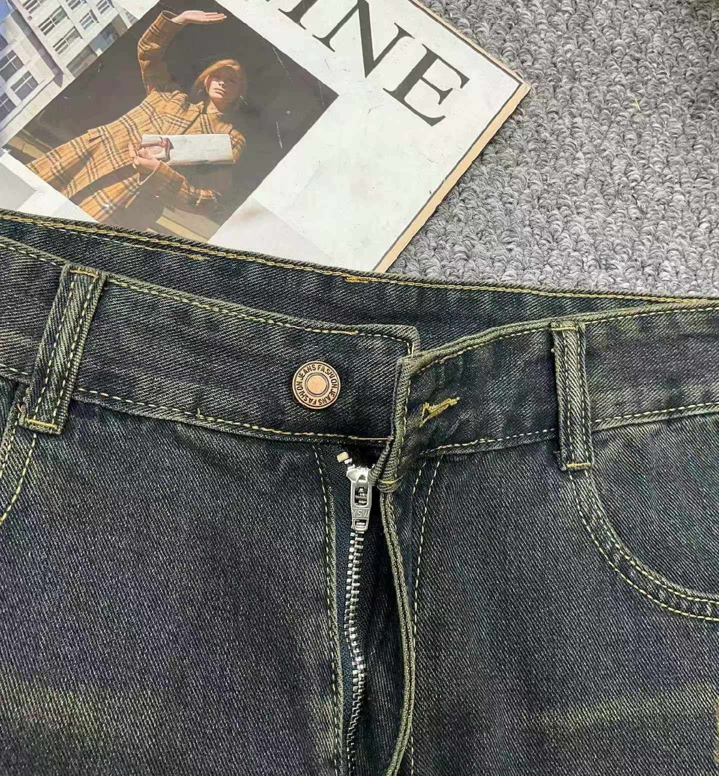 Spring Summer Vintage Retro Half Elastic Waist Plus Size Harem Dad Jeans, XS-4XL, Approximately 370 Pieces Bulk Stock - Image 2