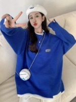 New Autumn Winter Korean Style Loose Fake Two-piece Oversized Drop Shoulder Crew Neck Polar Fleece Pullover Sweater Around 200 Pcs - Image 8
