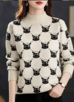 New Autumn Winter Korean Lazy Style Loose Jacquard Core-spun Yarn Pullover Sweater, About 110 Pcs, Bulk Clearance Wholesale - Image 4