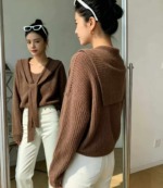 Spring New Fake Two-piece Loose Plain Knit Sweater - 132 Pieces - Bulk Stock Wholesale - Image 4