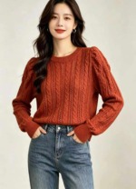 Spring New Vintage Twisted Bubble Sleeve Knit Pullover Sweater - 261 Pieces Bulk Stock Wholesale - Image 6