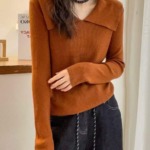 Spring Plus Size Turn-down Collar Soft Stretchy Pullover Sweater, 2180 Pieces Bulk Wholesale Stock - Image 8