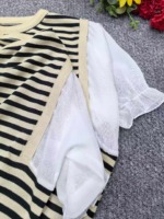 Summer New Loose Chiffon Spliced Color-block Stripe Knit Short Sleeve T-Shirts | 300 Pieces Bulk Stock Wholesale - Image 2