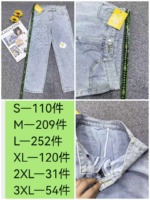 About 770 Pieces Spring Summer New Unisex Fashion Printed Harem Dad Denim Jeans With Tags Individual Packing Stock Wholesale - Image 3