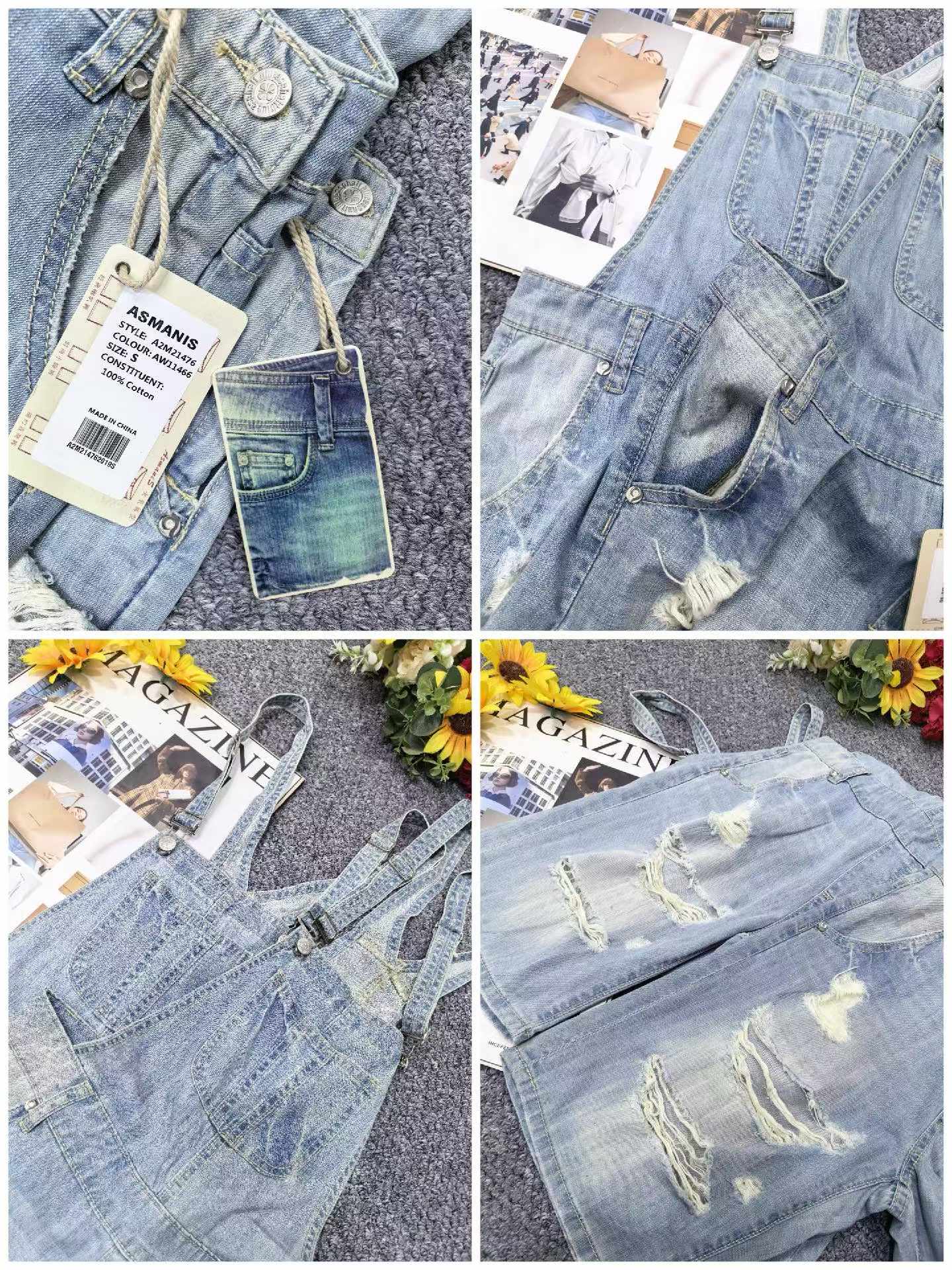 Summer New Vintage Distressed Brand Original Denim Overall Shorts, 390 Pieces, Sizes S-L, With Tags & Individual Packing - Image 2