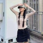 Clearance Sale 79 Pieces: Minimalist Letter Print U-Neck Hot Style Soft Fabric Long Sleeve Tops, 2 Colors, Individually Packed - Image 1