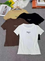 200PCS Bulk Clearance Women's Summer Ribbed Embroidered Slim Fit High Elastic Short Sleeve T-Shirts - Image 5
