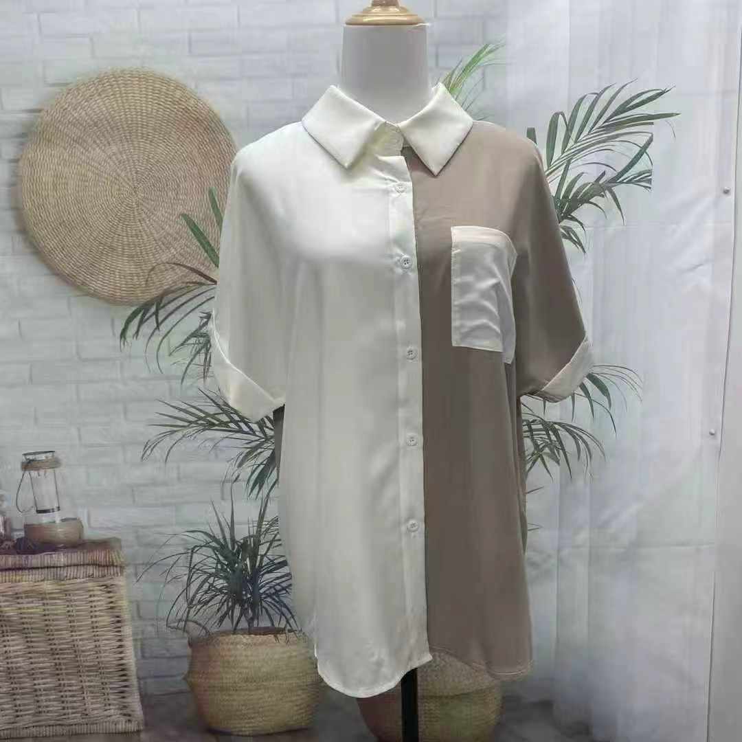 2025 High-end Design Striped Color-block Women's Fashion Patchwork Blouse, S-XL, Approx 92 Pieces, Individual Original Packaging - Image 1