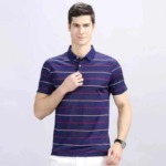 Around 1000 Pieces Men's Striped Business Polo Collar Short Sleeve T-Shirts Bulk Clearance Wholesale - Image 1