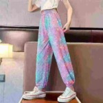 192 Pieces Girls Summer Colored Ice Silk Quick Dry Casual Cuffed Elastic Waist Pants, Sizes 100-170 Bulk Stock - Image 6