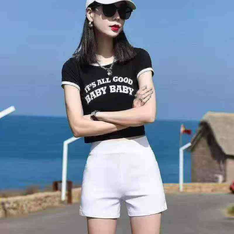 About 1050 Pcs Women's High Waist Stretchy Skinny Shorts, Mostly Black Sizes S-4XL Individually Packed Bulk Stock - Image 1