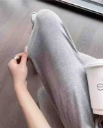 991 Pieces Summer Thin High Waist Loose Straight Gray Sports Pants Stock Clearance - Image 6